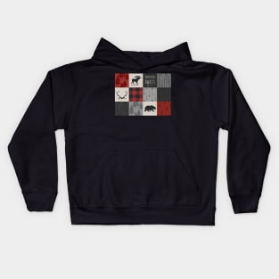 Adventure Patchwork - Red And Black Kids Hoodie